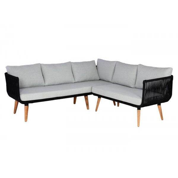 Garten-Garnitur HWC-L30, Garnitur Sitzgruppe Lounge-Set Sofa, Akazie Holz MVG-zertifiziert ~ Polster hellgrau - Palo24
