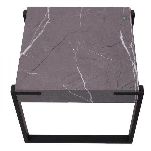 Beistelltisch Kaffeetisch Nachttisch Loungetisch Couchtisch, Metall 51x50x54cm ~ Marmor-Optik grau - Palo24