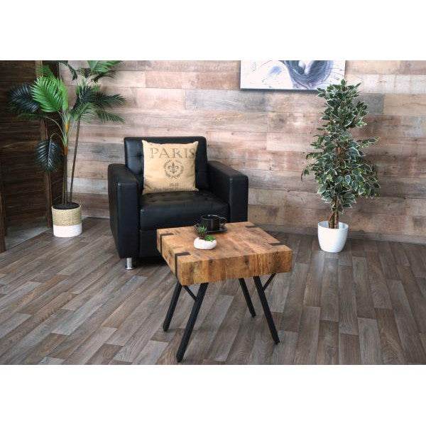 Beistelltisch Kaffeetisch Nachttisch Loungetisch Couchtisch, Metall MDF 50x50x50cm ~ dunkle Wildeiche - Palo24