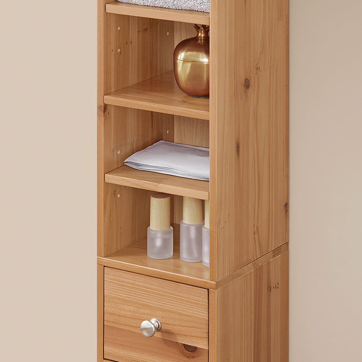 Schmal Badschrank Holzfarbe 5 Fächer