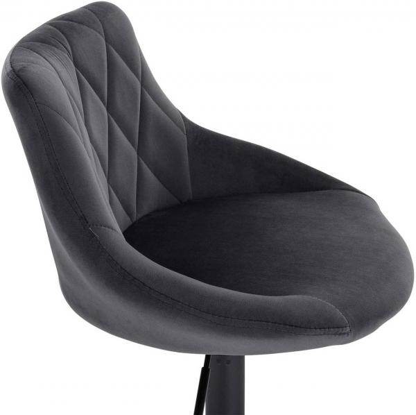 2er-Set Barhocker mit Rückenlehne aus Samt - Modell Sonia dunkel-grau - Palo24