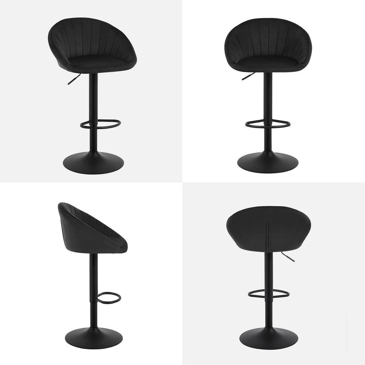 4x Barhocker höhenverstellbar drehbar mit Rückenlehne Samt Metall Schwarz - Palo24