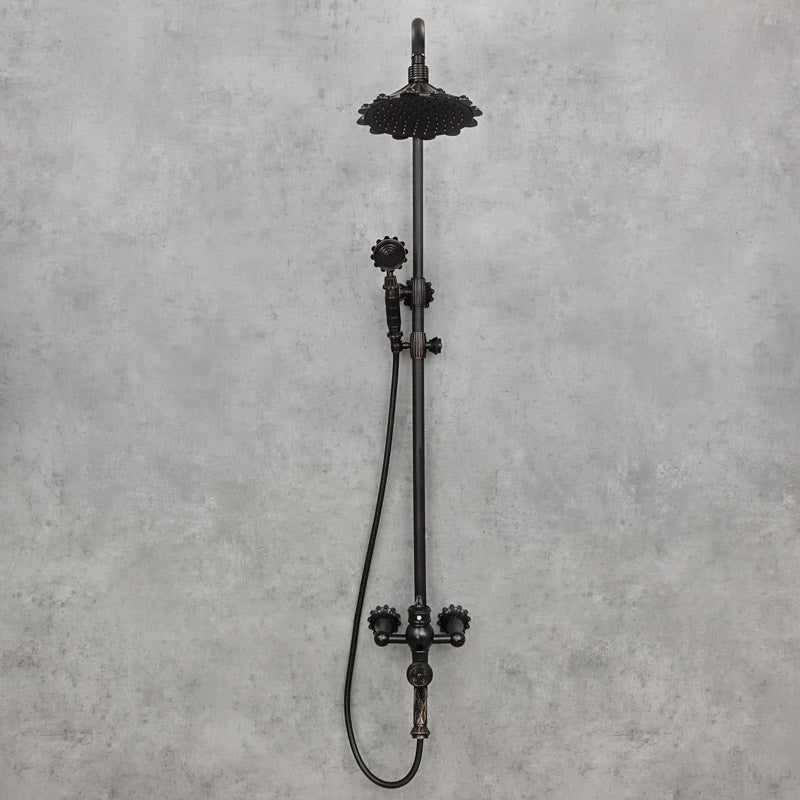 Antiker Messing-Duschhahn BLUME Schwarz - Palo24