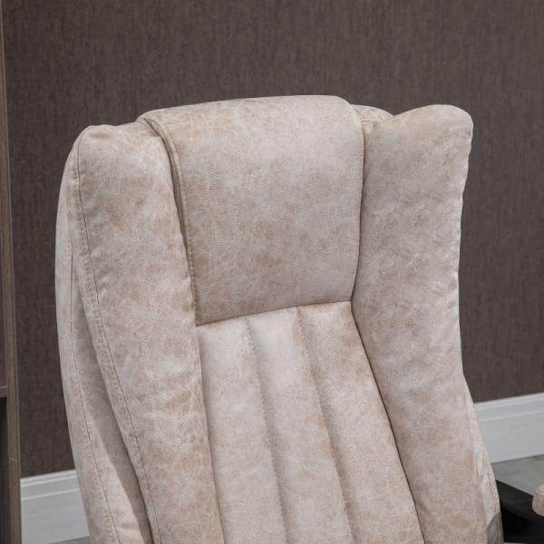 Bürostuhl Drehstuhl mit Liegefunktion Fußstütze Sitzhöhenverstellung Mikrofaser Beige+Schwarz+Silber - Palo24