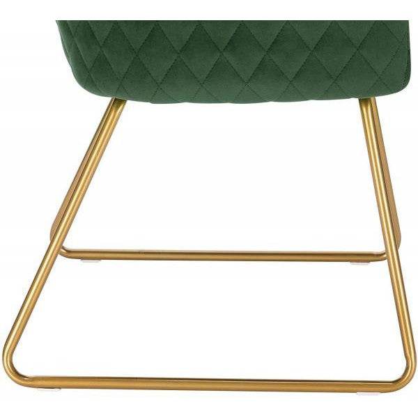 Esszimmerstuhl mit Armlehne Samt & Metallbeine Kufengestell dunkelgrün - Palo24