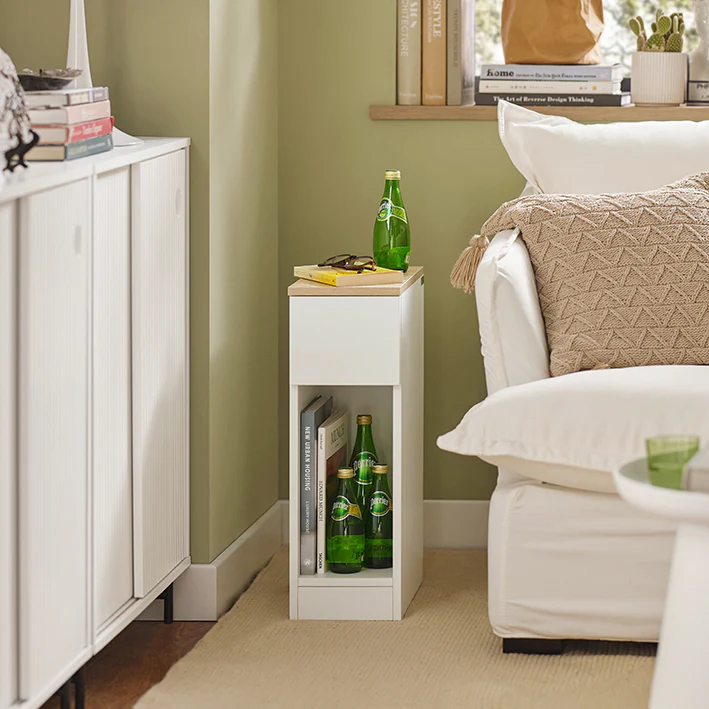 2x Nachttisch 2er Set mit Schublade | Sofatisch | Beistelltisch | Weiß | FBT111-WN - Palo24