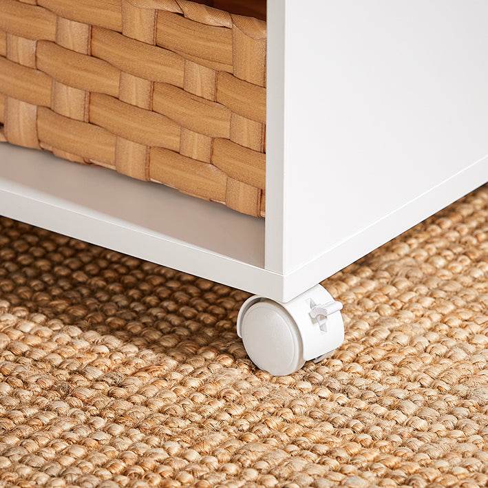 mobiler Couchtisch | C-förmiger Beistelltisch | mit Ablagen | Weiss - Palo24