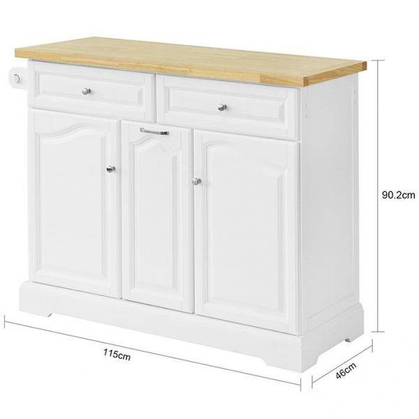 Kücheninsel Küchenwagen mit ausziehbarem Flaschenhalter Küchenschrank weiss - Palo24