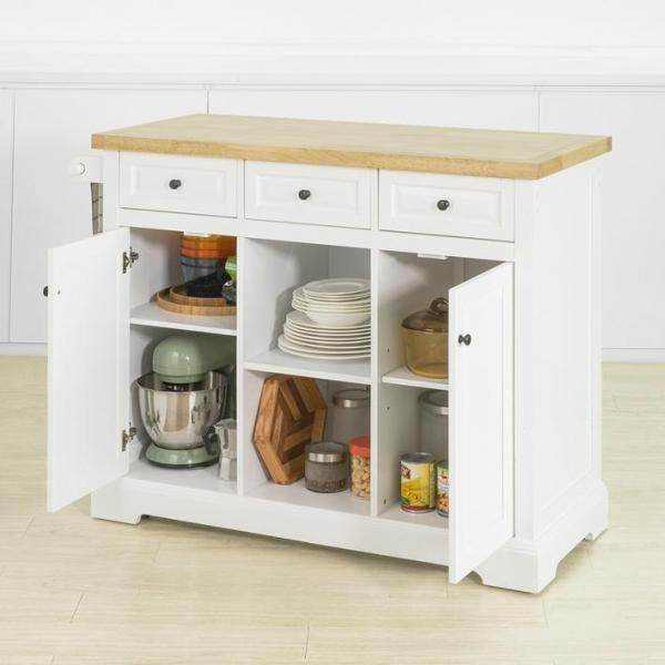 Kücheninsel Küchenwagen Küchenschrank Sideboard auf Rollen weiss - Palo24