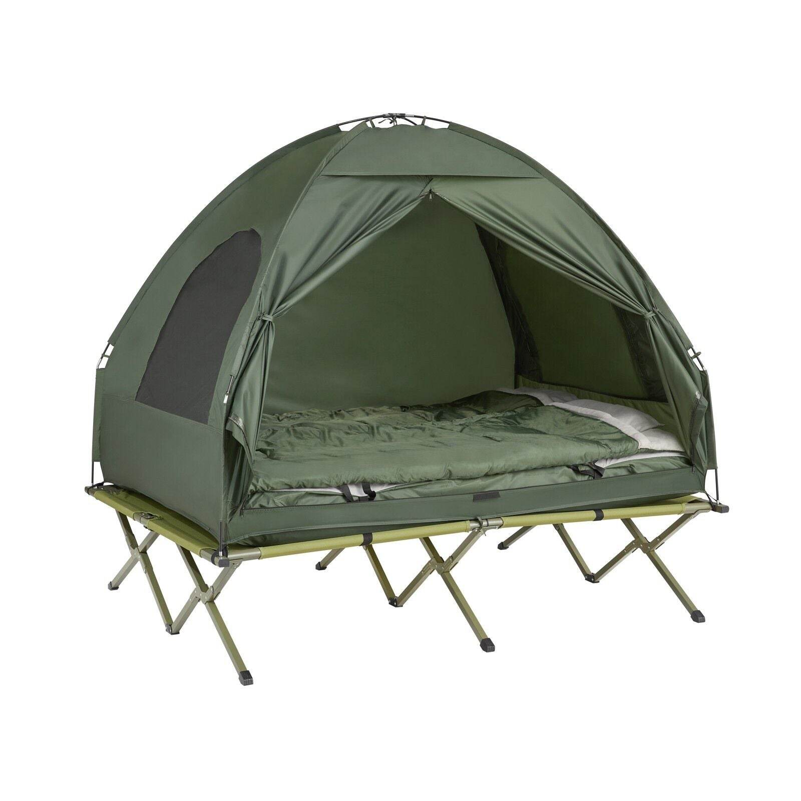 2 mann wurfzelt 4in1-Zelt Für 2 Personen Wurfzelt Feldbett Mit Campingliege Grün