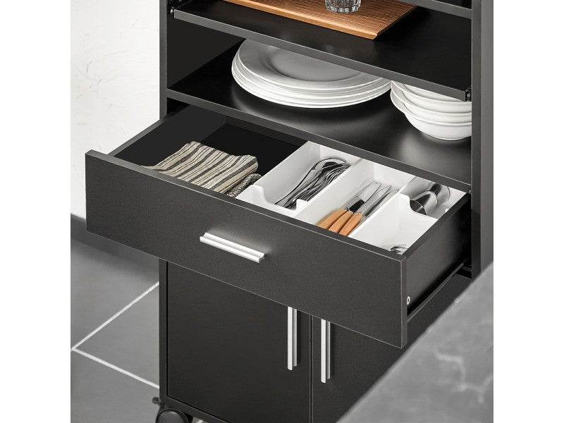 Küchenschrank | Rollschrank | Mikrowellenschrank mit 1 Schieb-Ablage | Schwarz | FSB09-SCH - Palo24