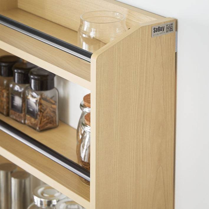 Wandregal | Gewürzregal | Hängeregal | Küchenregal | Badregal Natur - Palo24