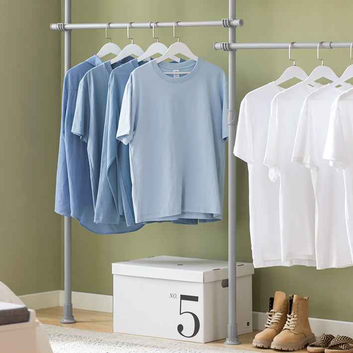 Teleskop Kleiderstange | Kleiderstangen System | Regalsystem | Hellgrau | KLS03-HG