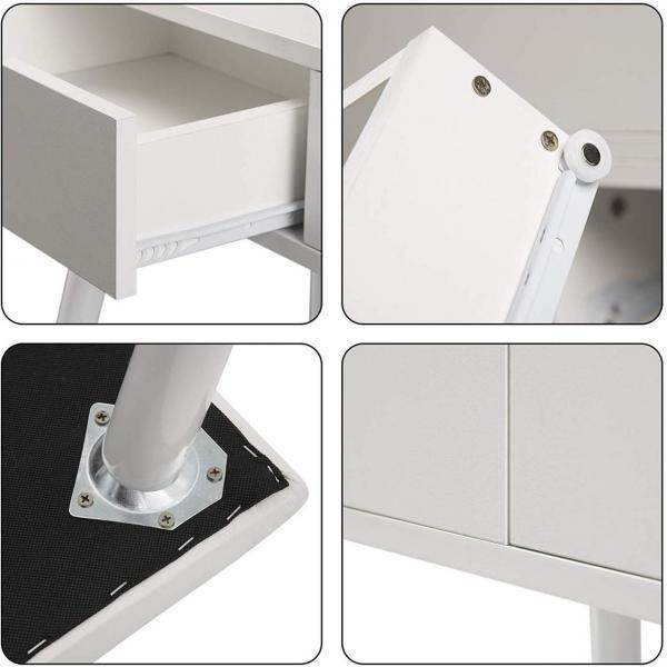 Schminktisch mit 2 Schubladen & Nachttisch Weiss - Palo24