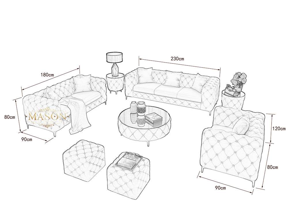 Chesterfield Sofa 3er Set Grau Samt - Palo24