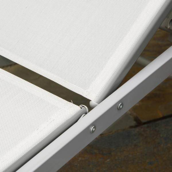 Gartenliege mit Kissen Garten 5-stufige Rückenlehne verstellbar Metall Netzstoff Cremeweiss 170 x 58 x 97 cm - Palo24
