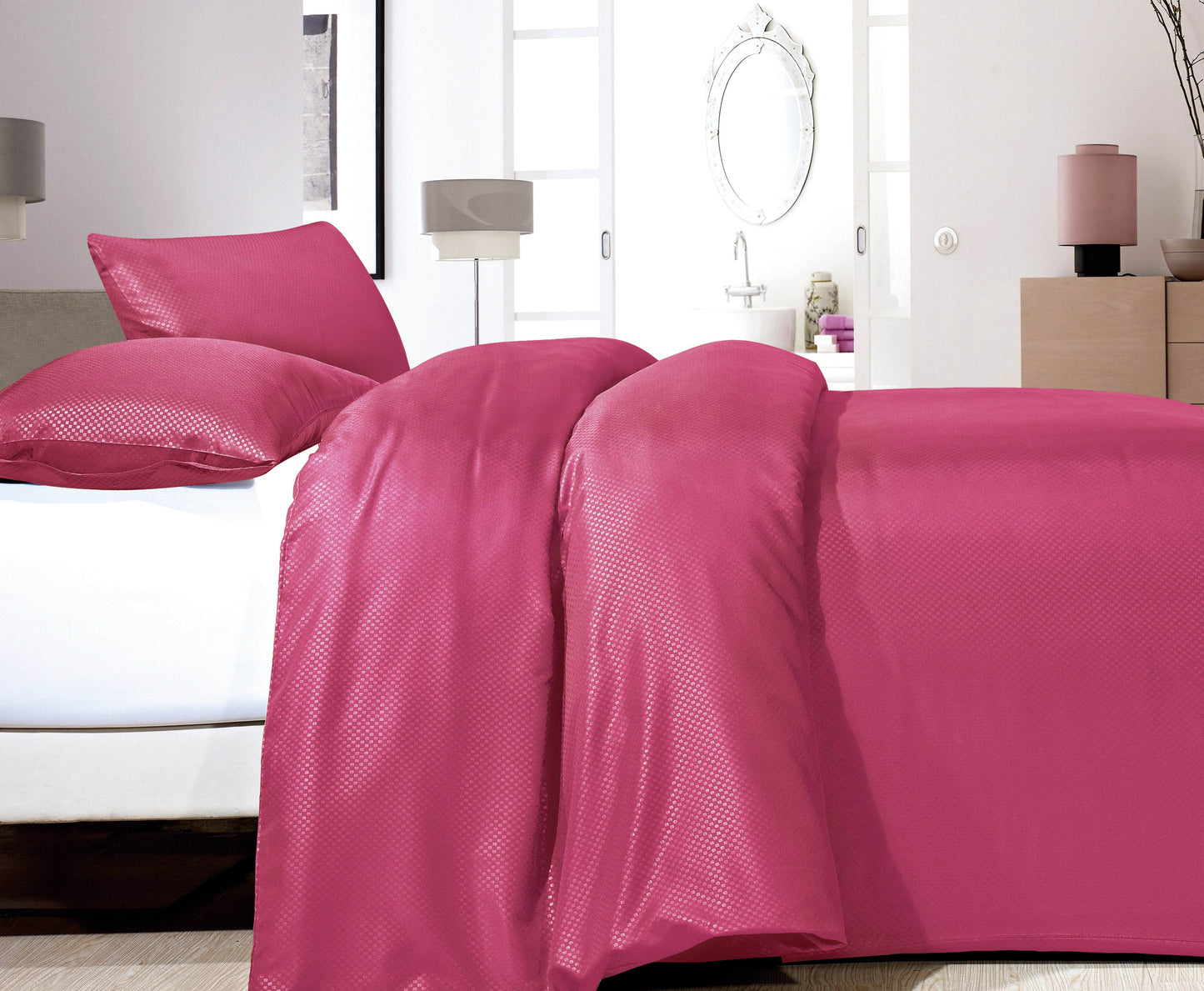 Bettbezug Satin Point rosa 140 x 220 cm - Palo24