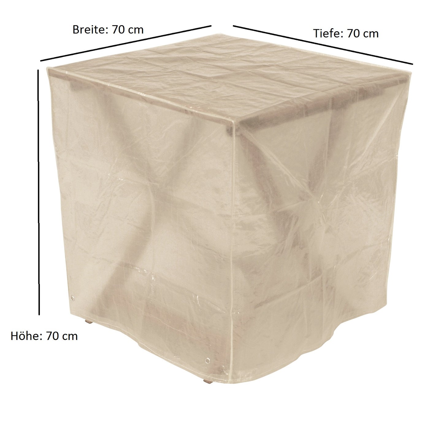 Abdeckhaube Tisch 70x70x70cm eckig, PE transparent