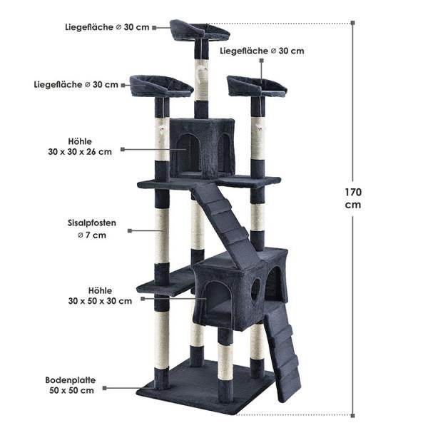 Sam´s Pet Kratzbaum Katzenbaum mit Höhlen Amy dunkelgrau - Palo24