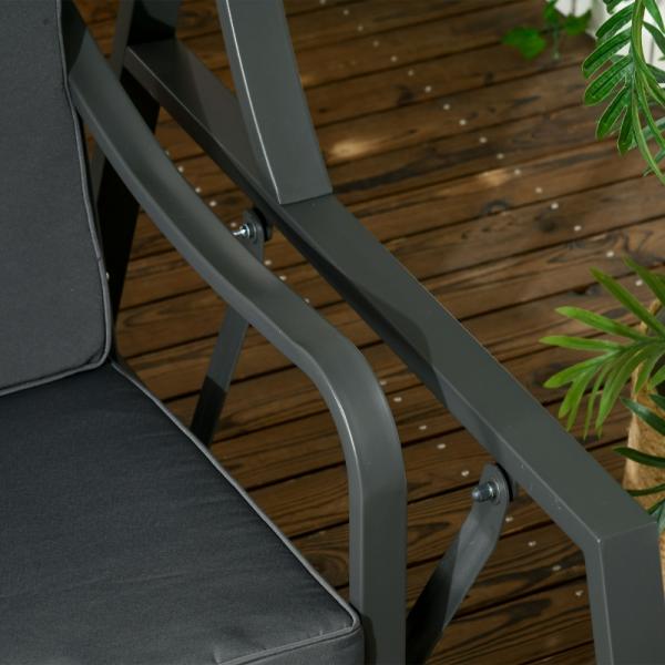 Hollywoodschaukel, neigbares Dach, Sitz- und Rückenkissen, Stahlrahmen, dunkelgrau - Palo24