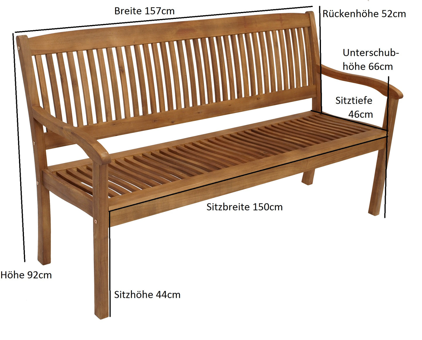 Banc de jardin 3 places MARACANA, acacia huilé