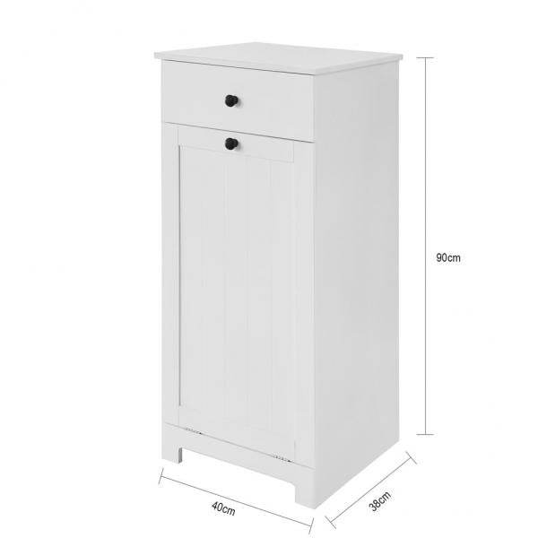 Wäscheschrank mit Wäschesack | Wäschesammler | Wäschekorb Weiss - Palo24