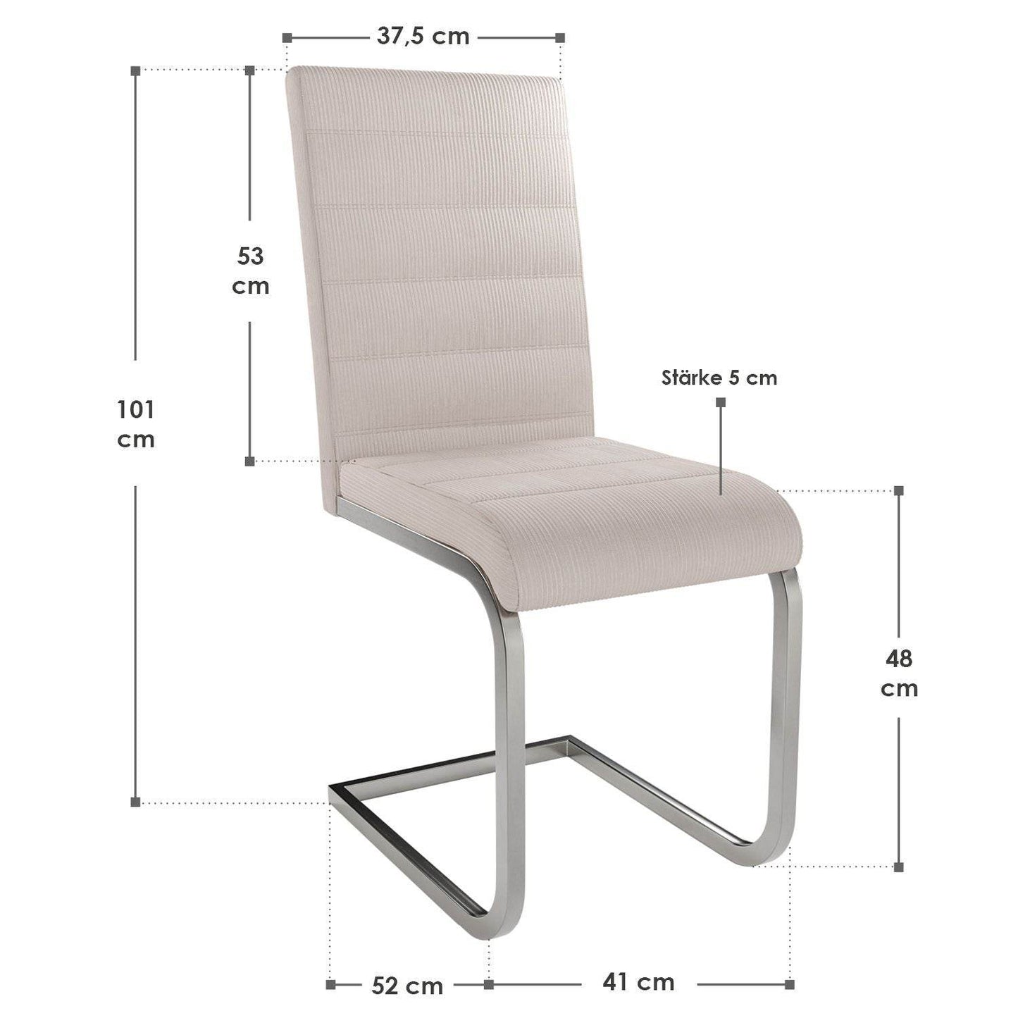 Freischwinger Stuhl Vegas 4er-Set Cord - Beige - Palo24