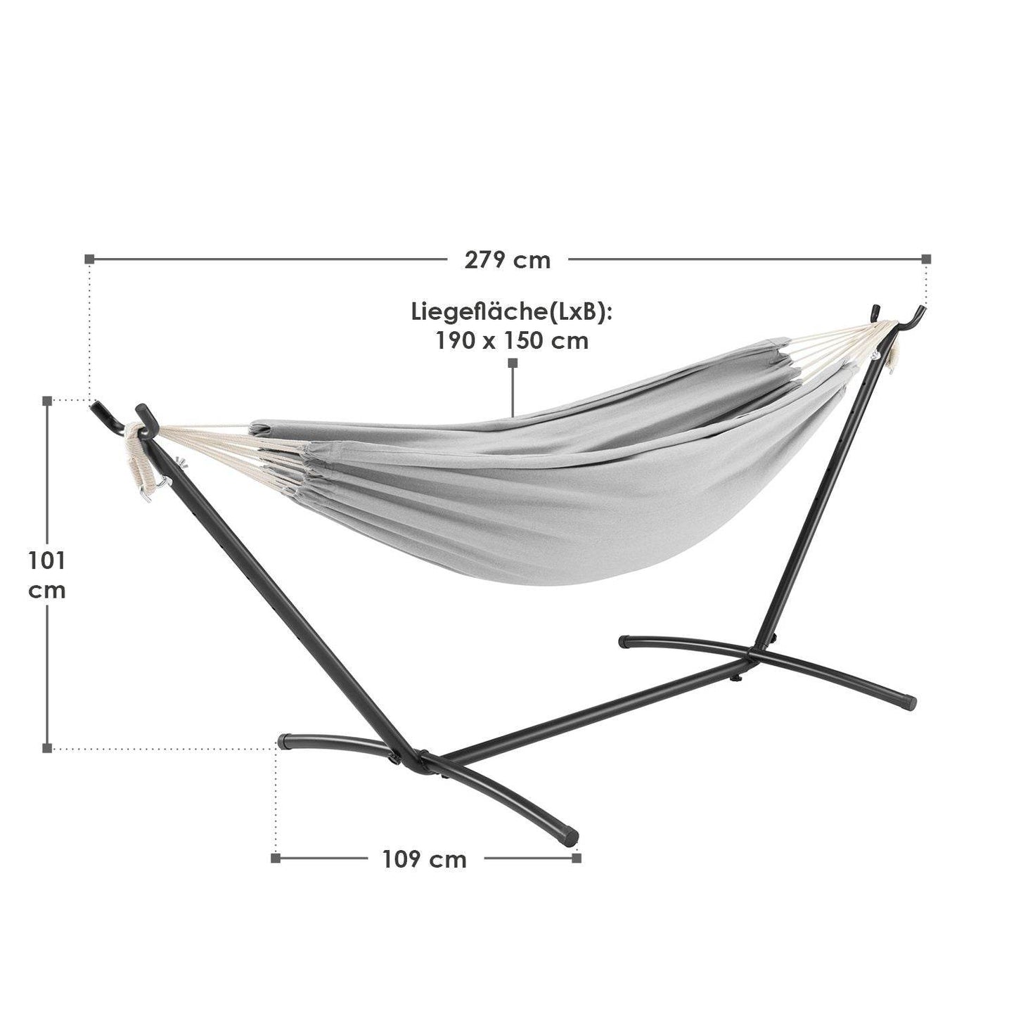 Hängematte Paya mit Gestell - Hellgrau - Palo24