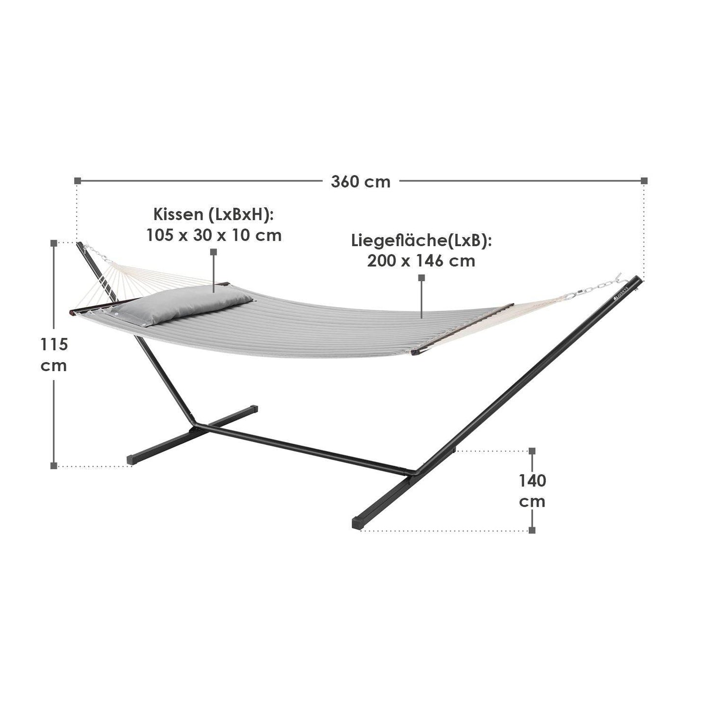 Hängematte Cata mit Gestell und Kissen - Hellgrau - Palo24