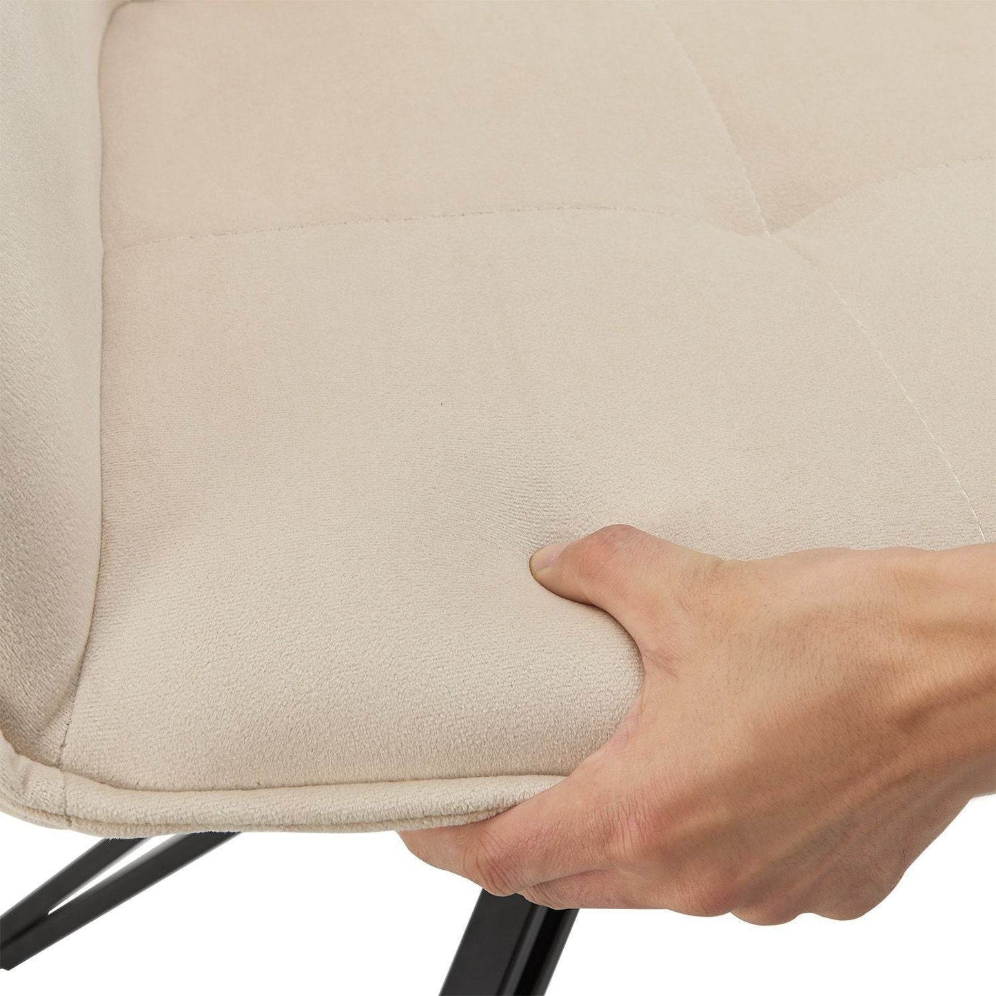 Esszimmerstuhl Drehstuhl Clyde mit Armlehne Samt Beige - Palo24