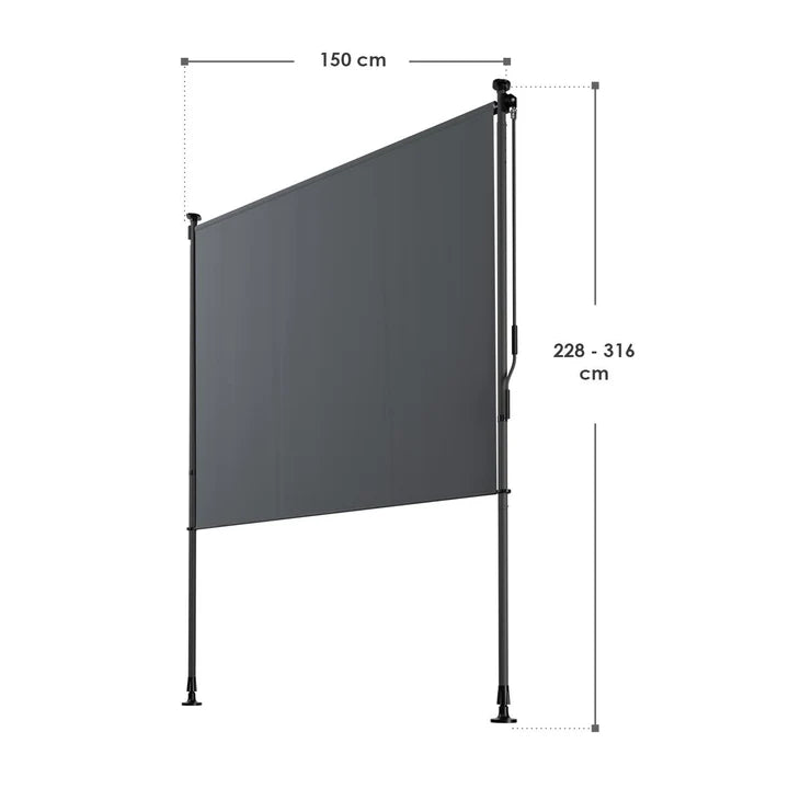 Senkrechtmarkise Barbados 150x310 cm Grau - Palo24