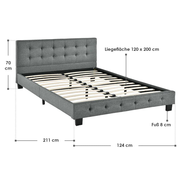 Lit rembourré Manresa 120 x 200 cm - gris