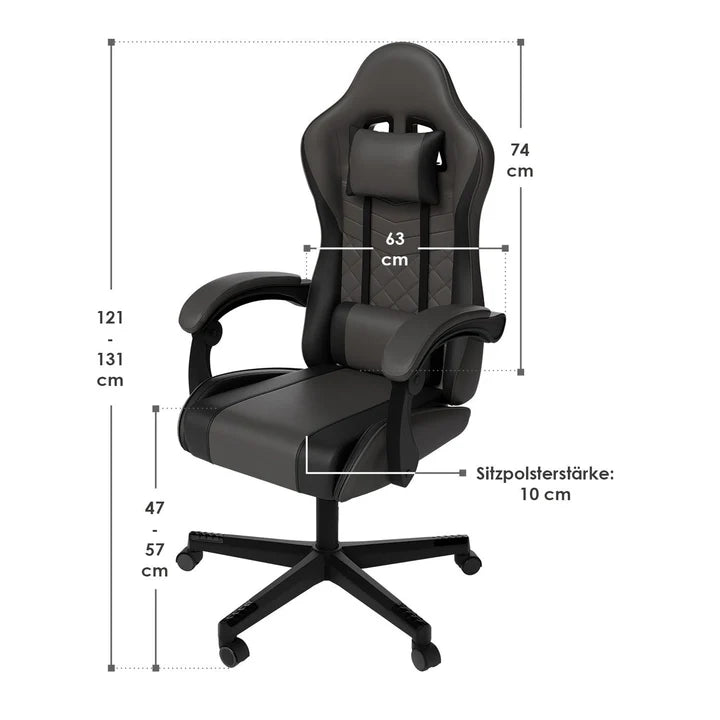 Bürostuhl Gamingstuhl HyperSeat grau/schwarz