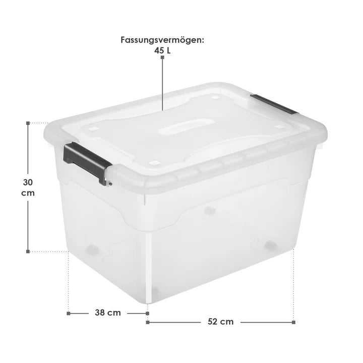Boîte de rangement 45 L avec couvercle lot de 4