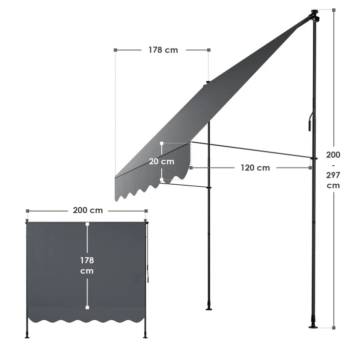 Klemmmarkise Kapstadt 150x120 cm Grau - Palo24