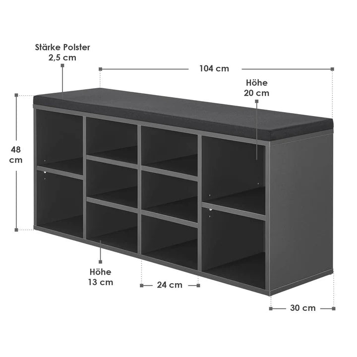 Étagère à chaussures 104x30x48 cm gris foncé
