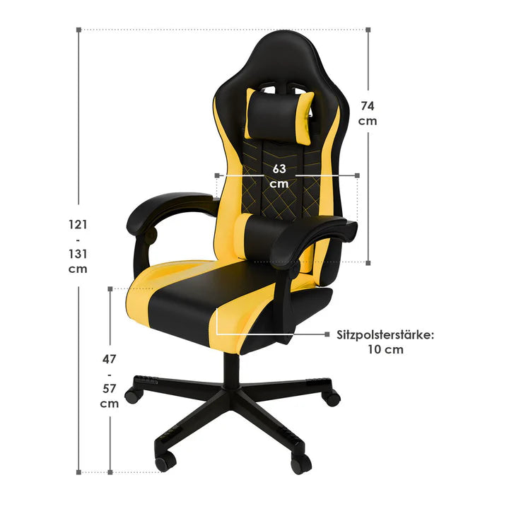 Bürostuhl Gamingstuhl HyperSeat schwarz/gelb