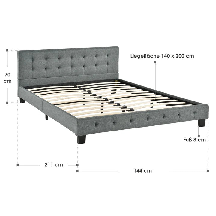 Lit rembourré Manresa 140 x 200 cm - gris