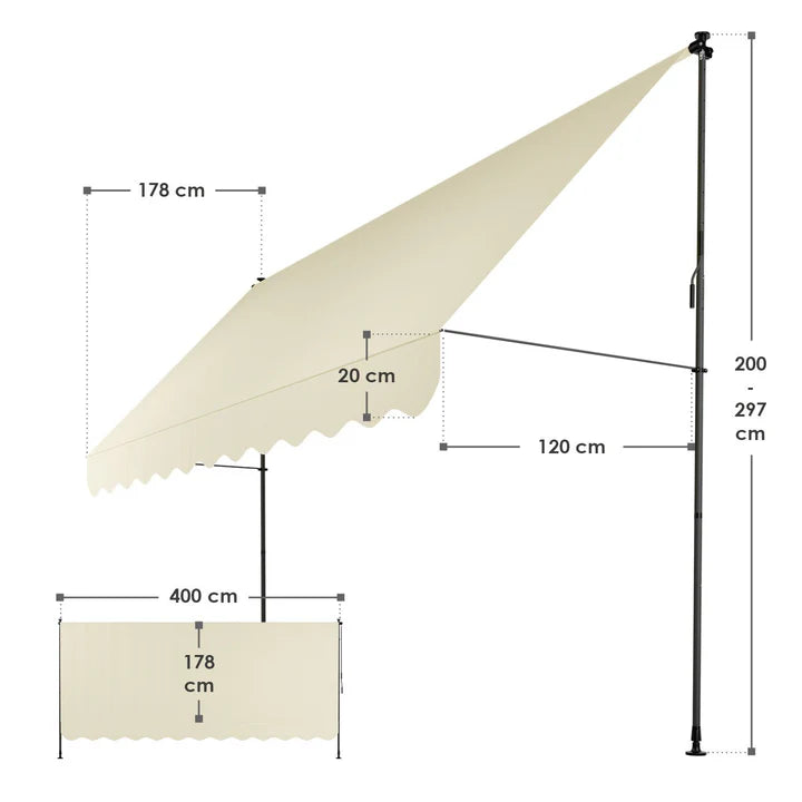 Klemmmarkise Kapstadt 400x120 cm Beige - Palo24