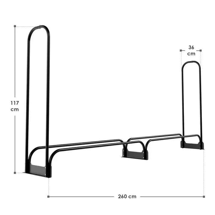 Kaminholzregal aussen mit Abdeckung Grösse L Schwarz