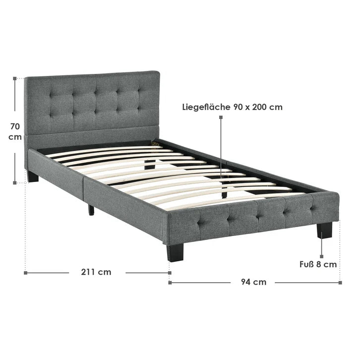 Lit rembourré Manresa 90 x 200 cm en gris