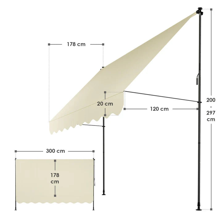 Klemmmarkise Kapstadt 300x120 cm Beige - Palo24