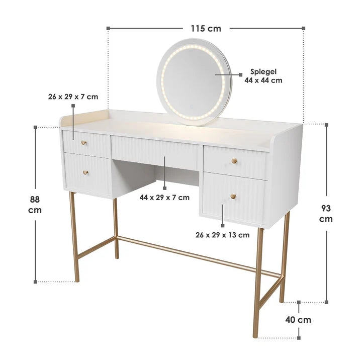 Schminktisch mit Spiegel Samira Touch-LED