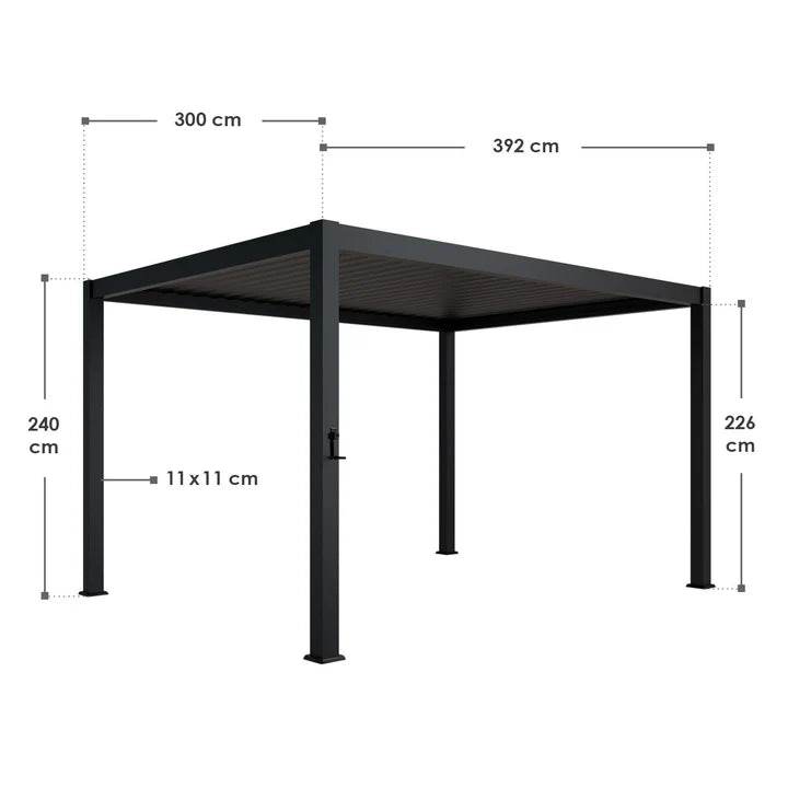 Lamellendach Tahiti 3x4 m mit verstellbaren Lamellen Anthrazit - Palo24
