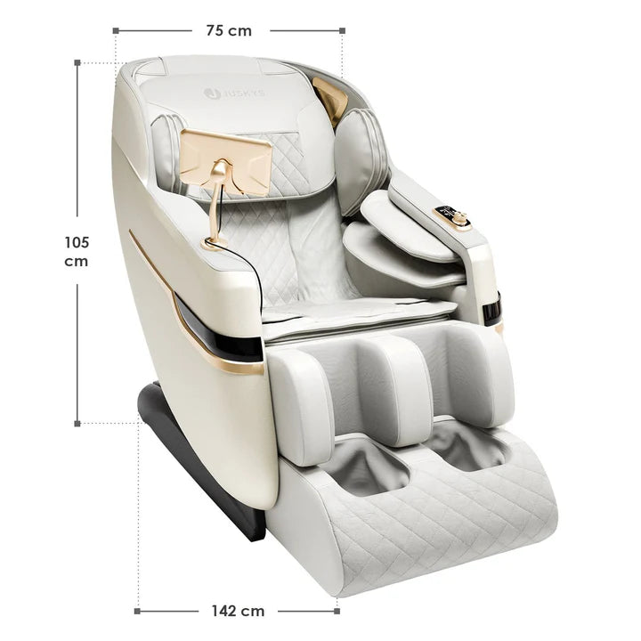 Massagesessel Naxos Bluetooth & Heizung Weiss Hellgrau