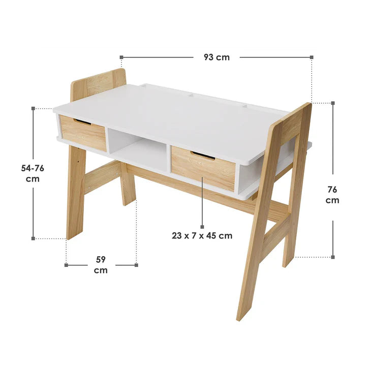 Kinder Schreibtisch Fietje Höhenverstellbar Weiss Natur