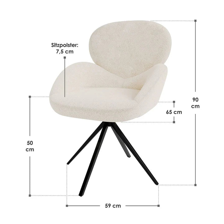2er Esszimmerstuhl Drehstuhl Albano Creme
