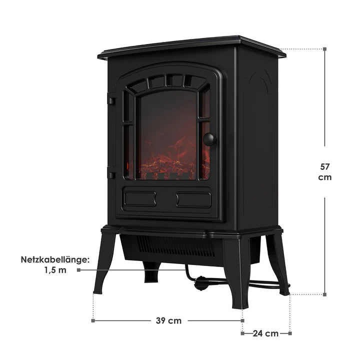 Elektrokamin 2000W mit Flammeneffekt Schwarz