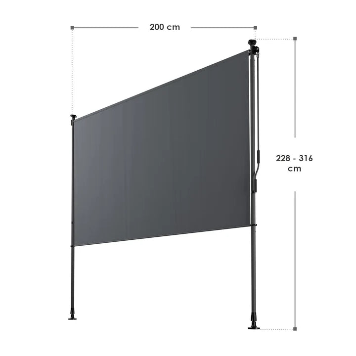 Senkrechtmarkise Barbados 200x310 cm Grau - Palo24