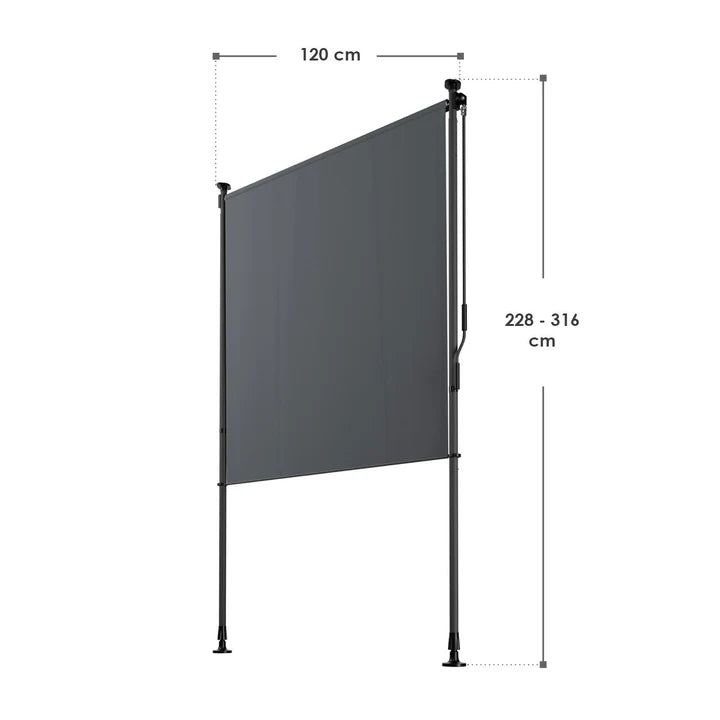Senkrechtmarkise Barbados 120x310 cm Grau - Palo24